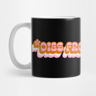 Dies From Cringe Meme - Retro Vintage Chunky Funky Font Design Mug